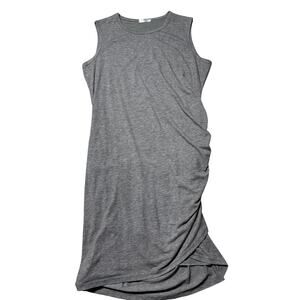Qearal Womens L Grey Side Ruched Sleeveless Lined Stretchy Casual Dress